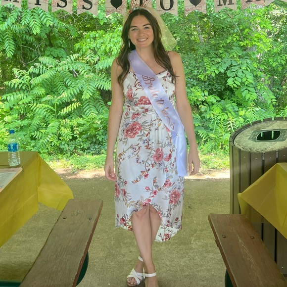 Lulu’s My Favorite Day Ivory Floral Print Tulip Skirt Midi Dress - Picture 3 of 3